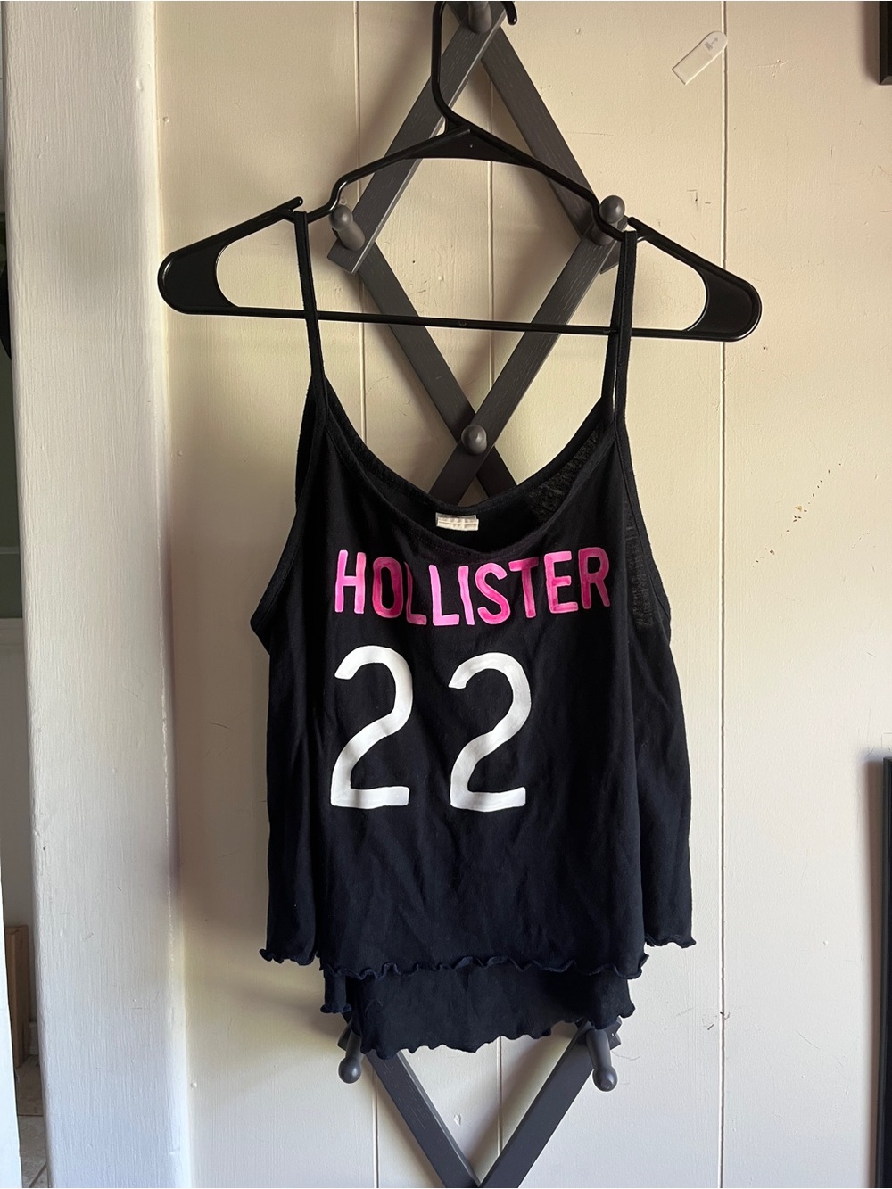 Hollister Black Tank with Pink Logo and White '22' Graphic